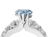White gold Fancy Blue Heart  Brilliant Solitaire with Side Stones on a Pave Band and Four-Prong Setting_28