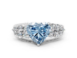 White gold Fancy Blue Heart  Cluster Diamond Engagement Ring with Pavé Band and Four-Prong Setting_28