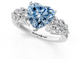 White gold Fancy Blue Heart  Cluster Diamond Engagement Ring with Pavé Band and Four-Prong Setting_29