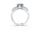 White gold Fancy Blue Heart  Cluster Diamond Engagement Ring with Pavé Band and Four-Prong Setting_31