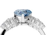 White gold Fancy Blue Heart  Cluster Diamond Engagement Ring with Pavé Band and Four-Prong Setting_32