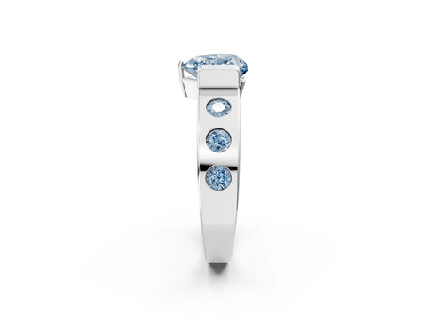 White gold Fancy Blue Heart Cut Brilliant Channel-Set Diamond Ring with Bezel Prong Setting_14
