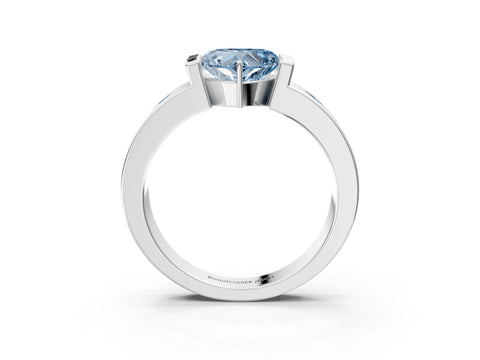 White gold Fancy Blue Heart Cut Brilliant Channel-Set Diamond Ring with Bezel Prong Setting_15