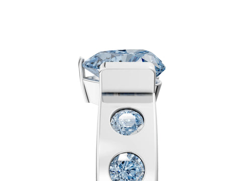 White gold Fancy Blue Heart Cut Brilliant Channel-Set Diamond Ring with Bezel Prong Setting_17