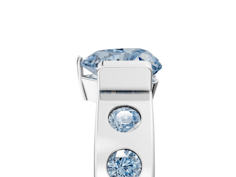 White gold Fancy Blue Heart Cut Brilliant Channel-Set Diamond Ring with Bezel Prong Setting_5
