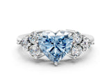 White gold Fancy Blue Heart Cut Brilliant Diamond Cluster Accent Solitaire Ring with Prong Setting_24