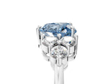 White gold Fancy Blue Heart Cut Brilliant Diamond Cluster Accent Solitaire Ring with Prong Setting_29