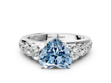 White gold Fancy Blue Heart Cut Brilliant Diamond Pavé Band with Six-Prong Setting_12