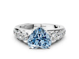 White gold Fancy Blue Heart Cut Brilliant Diamond Pavé Band with Six-Prong Setting_12