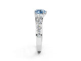 White gold Fancy Blue Heart Cut Brilliant Diamond Pavé Band with Six-Prong Setting_14