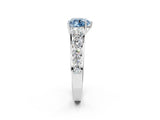 White gold Fancy Blue Heart Cut Brilliant Diamond Pavé Band with Six-Prong Setting_14