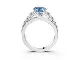White gold Fancy Blue Heart Cut Brilliant Diamond Pavé Band with Six-Prong Setting_15