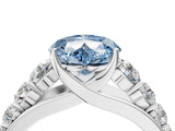 White gold Fancy Blue Heart Cut Brilliant Diamond Pavé Band with Six-Prong Setting_16
