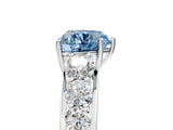White gold Fancy Blue Heart Cut Brilliant Diamond Pavé Band with Six-Prong Setting_17