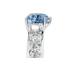White gold Fancy Blue Heart Cut Brilliant Diamond Pavé Band with Six-Prong Setting_17