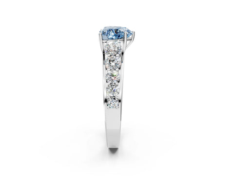 White gold Fancy Blue Heart Cut Brilliant Diamond Pavé Band with Six-Prong Setting_2