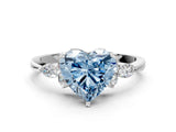 White gold Fancy Blue Heart Cut Brilliant Diamond Solitaire Ring with Pear Side Stones and Four-Prong Setting_6