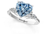 White gold Fancy Blue Heart Cut Brilliant Diamond Solitaire Ring with Pear Side Stones and Four-Prong Setting_7
