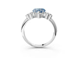 White gold Fancy Blue Heart Cut Brilliant Diamond with Cluster Setting on a Beaded Band and Four-Prong Setting_16