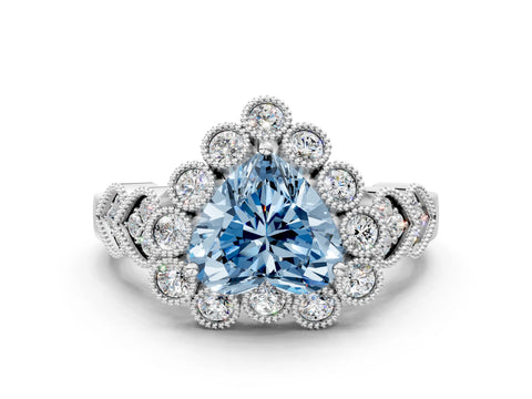 White gold Fancy Blue Heart Cut Brilliant Milgrain Pave Heart Band Solitaire Ring_12