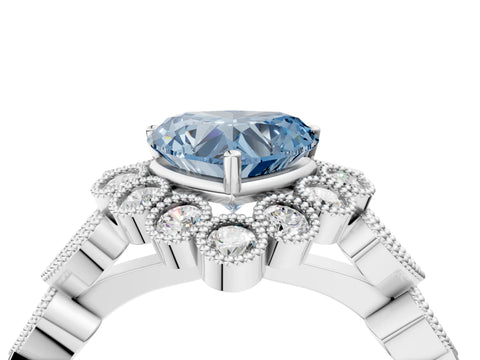 White gold Fancy Blue Heart Cut Brilliant Milgrain Pave Heart Band Solitaire Ring_16