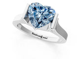 White gold Fancy Blue Heart Cut Brilliant Solitaire Diamond Ring with Channel Set Band and Bar Prong Setting_37
