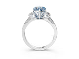 White gold Fancy Blue Heart Cut Brilliant Three-Stone Diamond Ring with Pavé Band and Four-Prong Setting_18