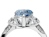 White gold Fancy Blue Heart Cut Brilliant Three-Stone Diamond Ring with Pavé Band and Four-Prong Setting_19