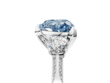 White gold Fancy Blue Heart Cut Brilliant Three-Stone Diamond Ring with Pavé Band and Four-Prong Setting_20
