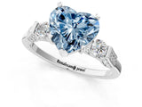 White gold Fancy Blue Heart Cut Brilliant Three-Stone Pave Band with Four-Prong Setting_1