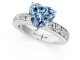 White gold Fancy Blue Heart  Cut Channel Set Diamond Engagement Ring with Four-Prong Setting_246