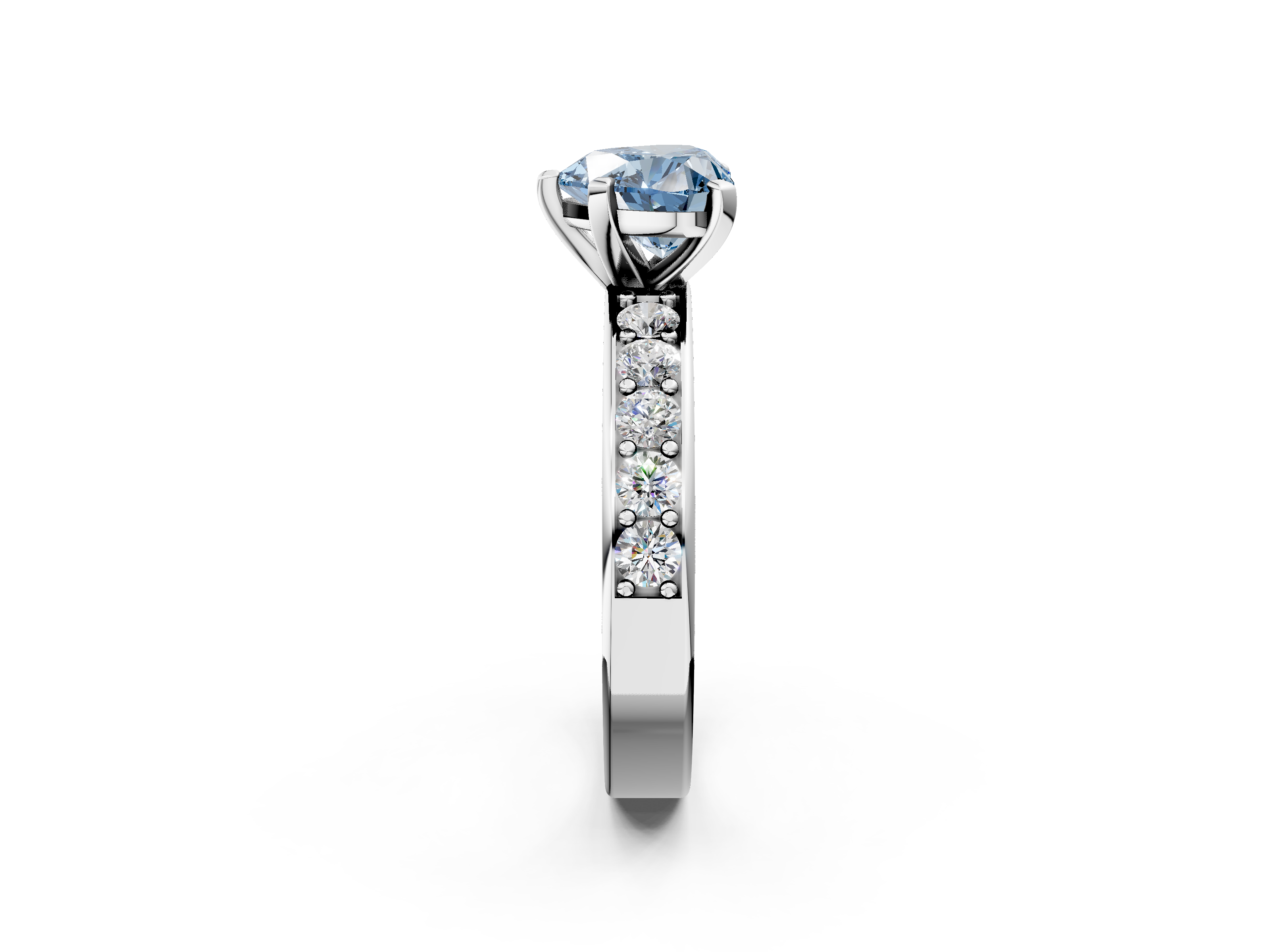 White gold Fancy Blue Heart  Cut Channel Set Diamond Engagement Ring with Four-Prong Setting_247