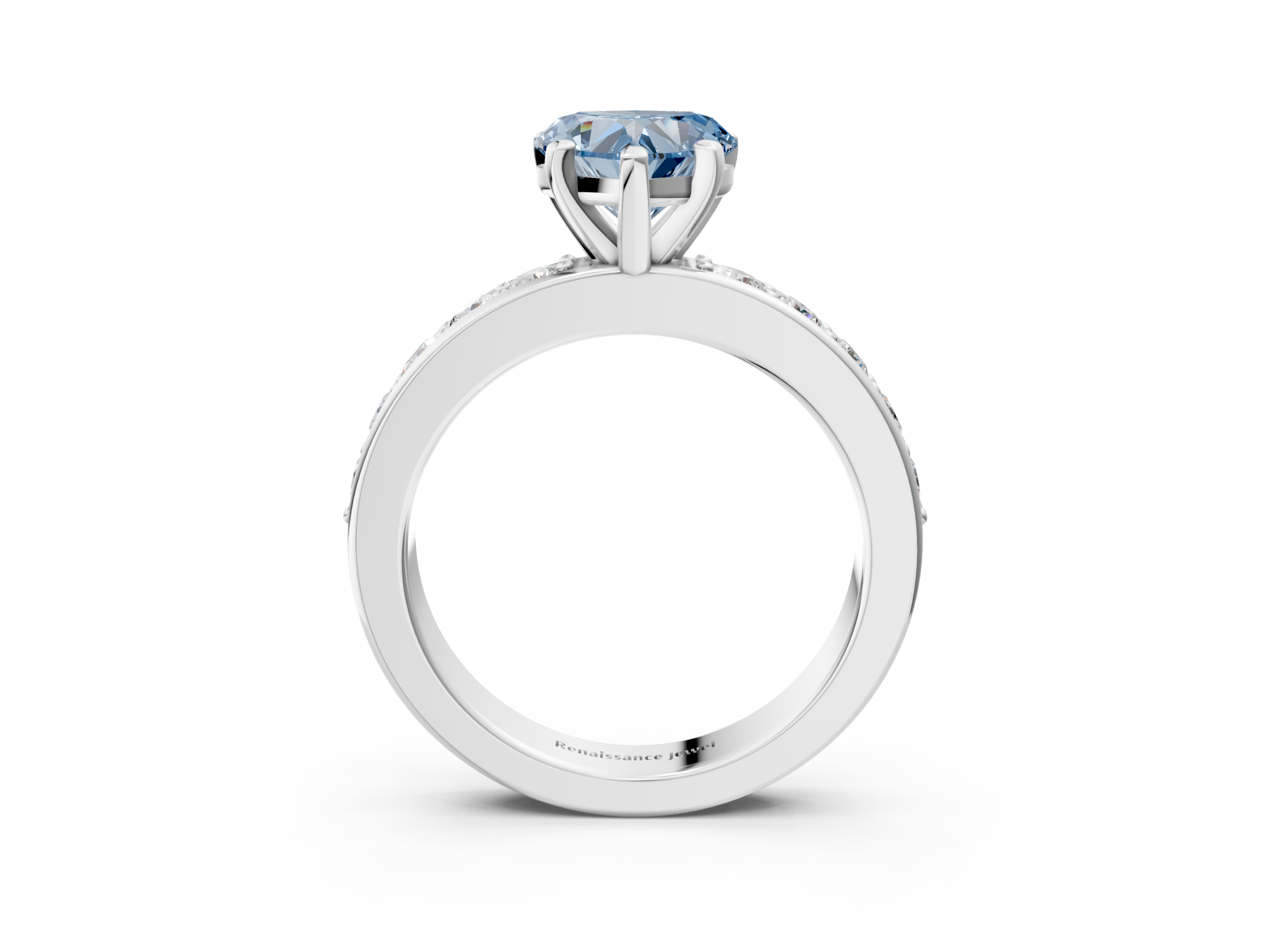 White gold Fancy Blue Heart  Cut Channel Set Diamond Engagement Ring with Four-Prong Setting_248