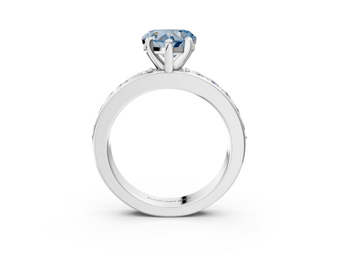 White gold Fancy Blue Heart  Cut Channel Set Diamond Engagement Ring with Four-Prong Setting_248