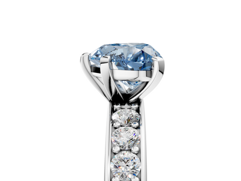 White gold Fancy Blue Heart  Cut Channel Set Diamond Engagement Ring with Four-Prong Setting_250