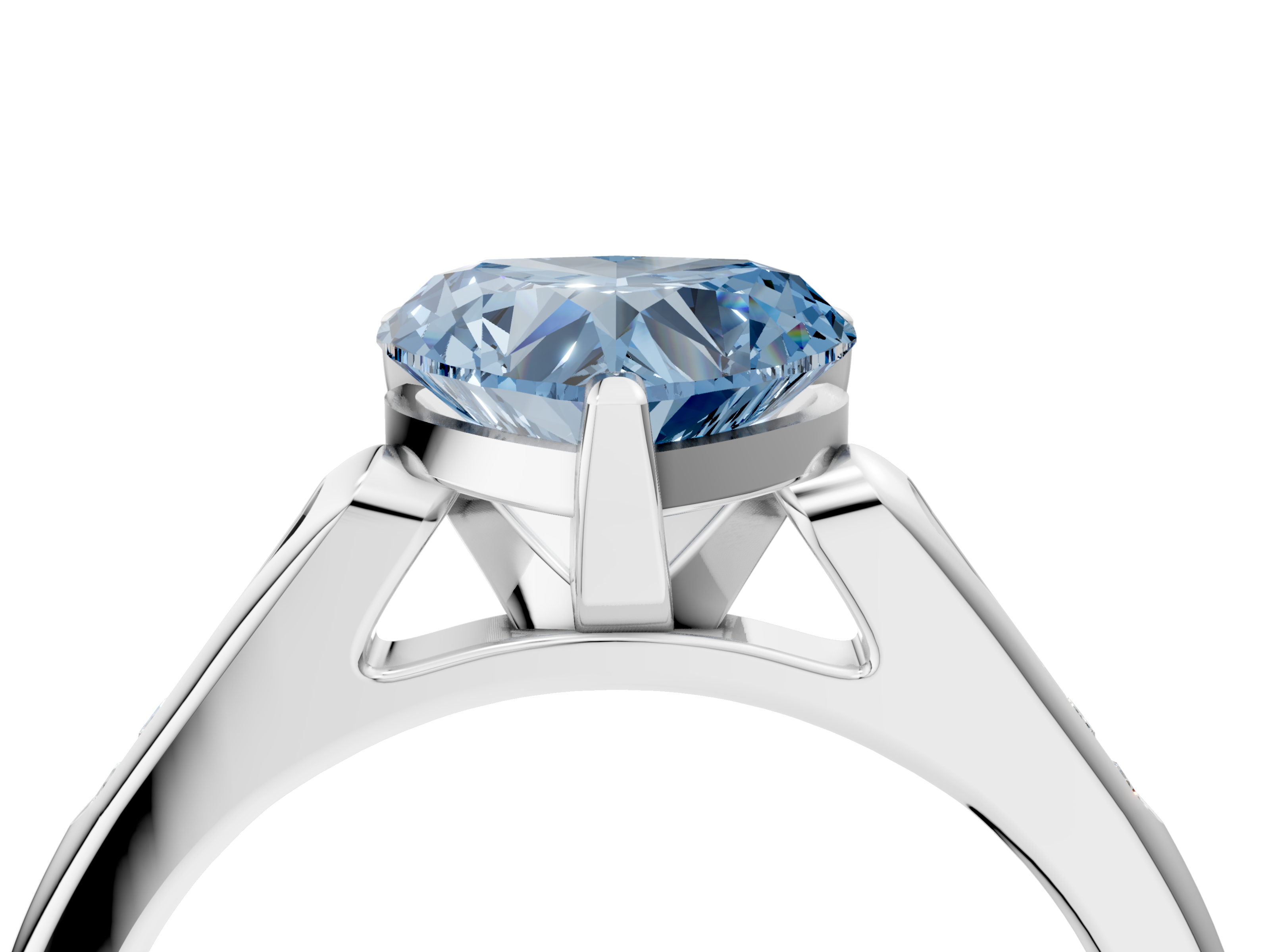 White gold Fancy Blue Heart  Cut Channel Set Solitaire Engagement Ring with Four-Prong Setting_222