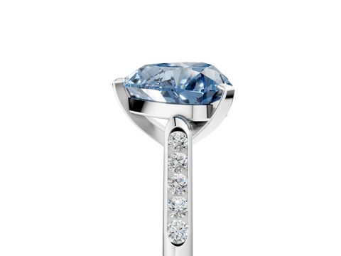 White gold Fancy Blue Heart  Cut Channel Set Solitaire Engagement Ring with Four-Prong Setting_223