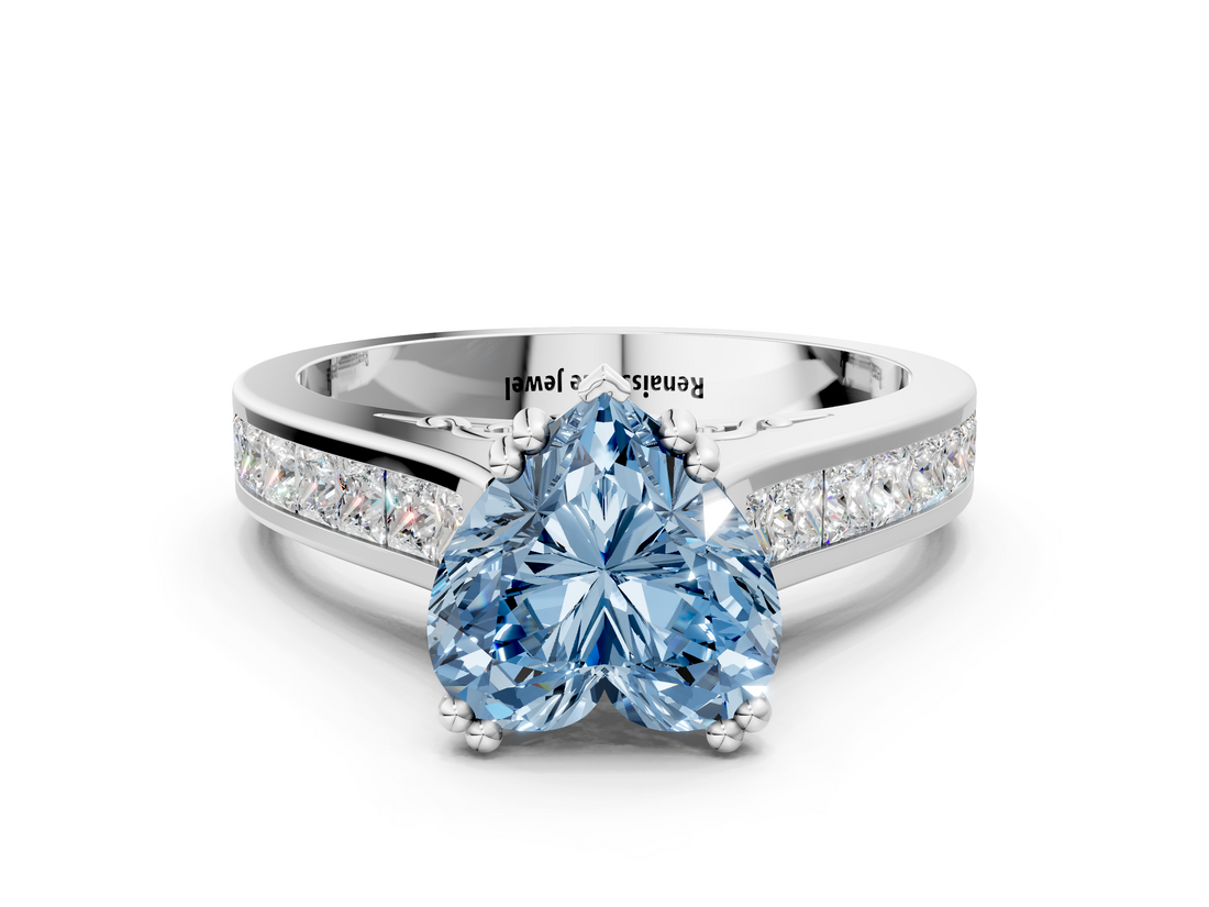 White gold Fancy Blue Heart  Cut Channel Set Solitaire Engagement Ring with Prong Setting_20