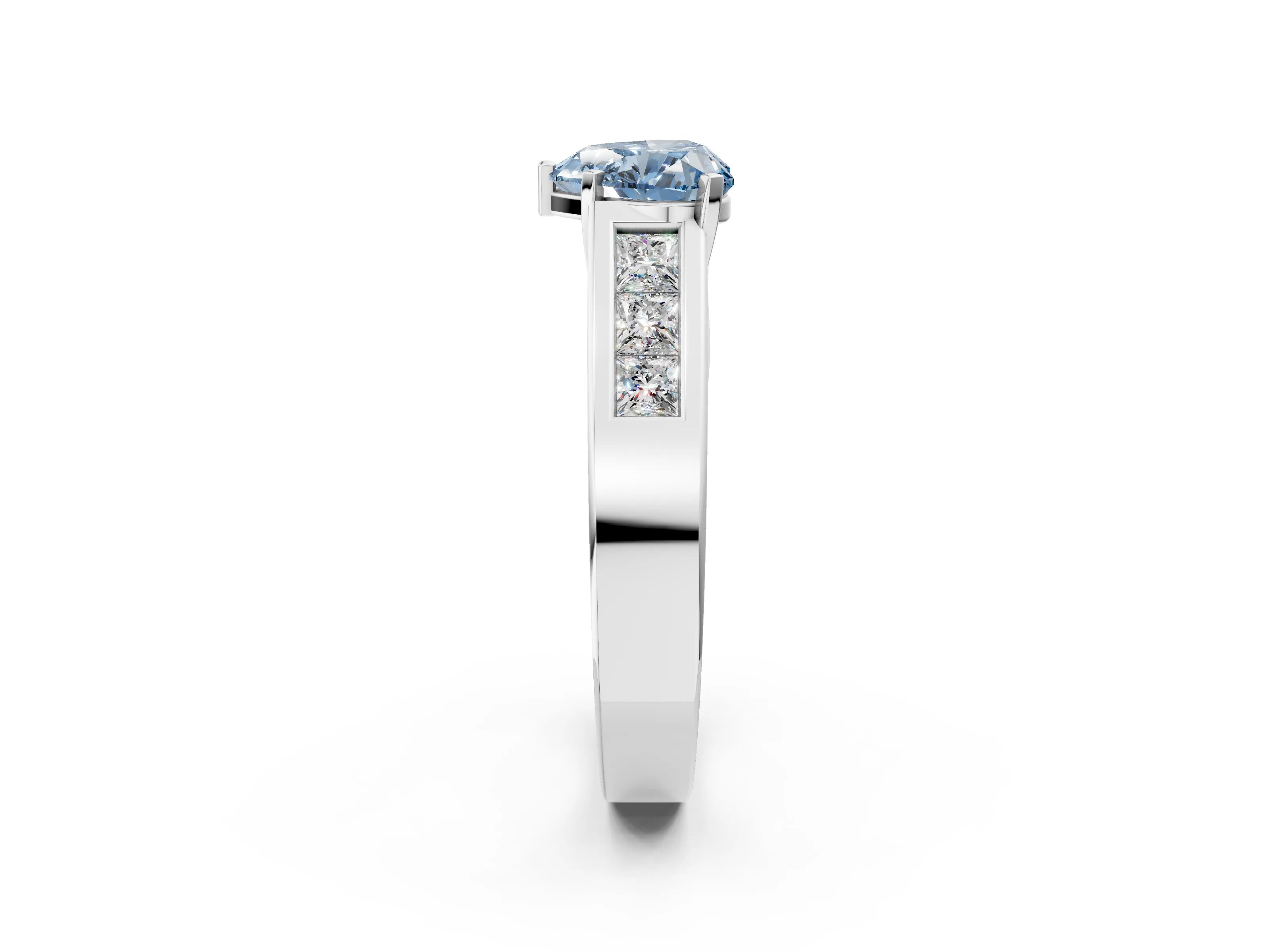 White gold Fancy Blue Heart Cut Cut Channel Set Solitaire Ring with Four-Prong Setting_26