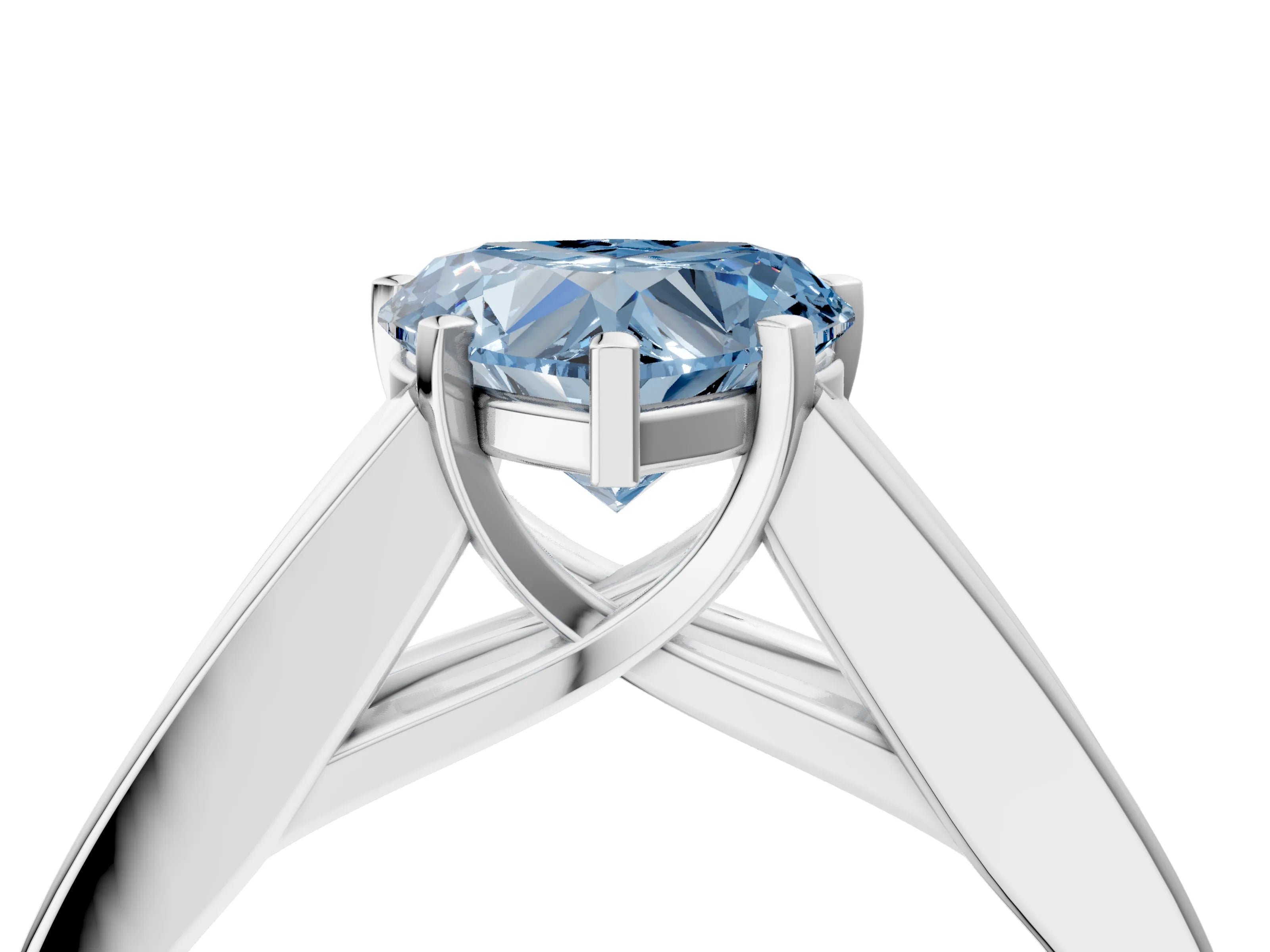 White gold Fancy Blue Heart Cut Cut Channel Set Solitaire Ring with Four-Prong Setting_28
