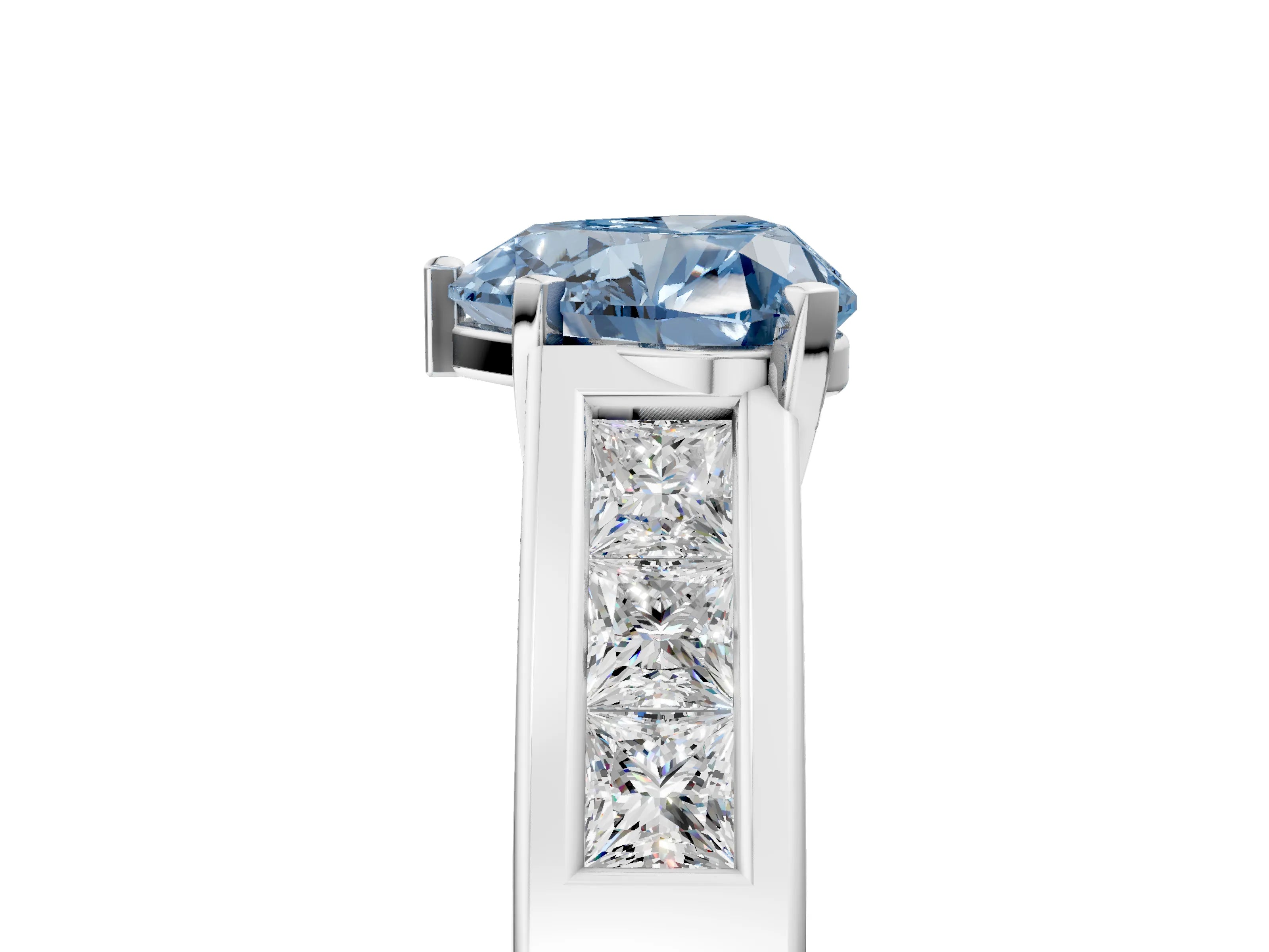 White gold Fancy Blue Heart Cut Cut Channel Set Solitaire Ring with Four-Prong Setting_29