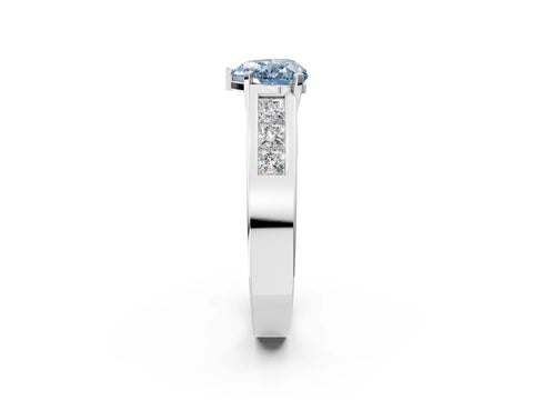White gold Fancy Blue Heart Cut Cut Channel Set Solitaire Ring with Four-Prong Setting_2