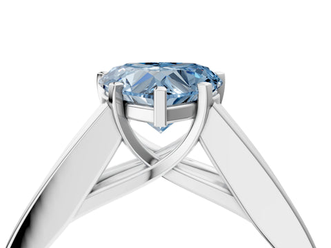 White gold Fancy Blue Heart Cut Cut Channel Set Solitaire Ring with Four-Prong Setting_4