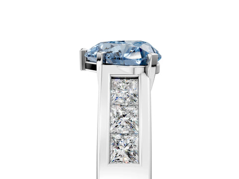 White gold Fancy Blue Heart Cut Cut Channel Set Solitaire Ring with Four-Prong Setting_5