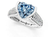 White gold Fancy Blue Heart Cut Cut Diamond Channel Set Pave Band with Tension Prong Setting_1