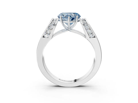 White gold Fancy Blue Heart Cut Cut Diamond Channel Set Solitaire Ring with Four-Prong Setting_158