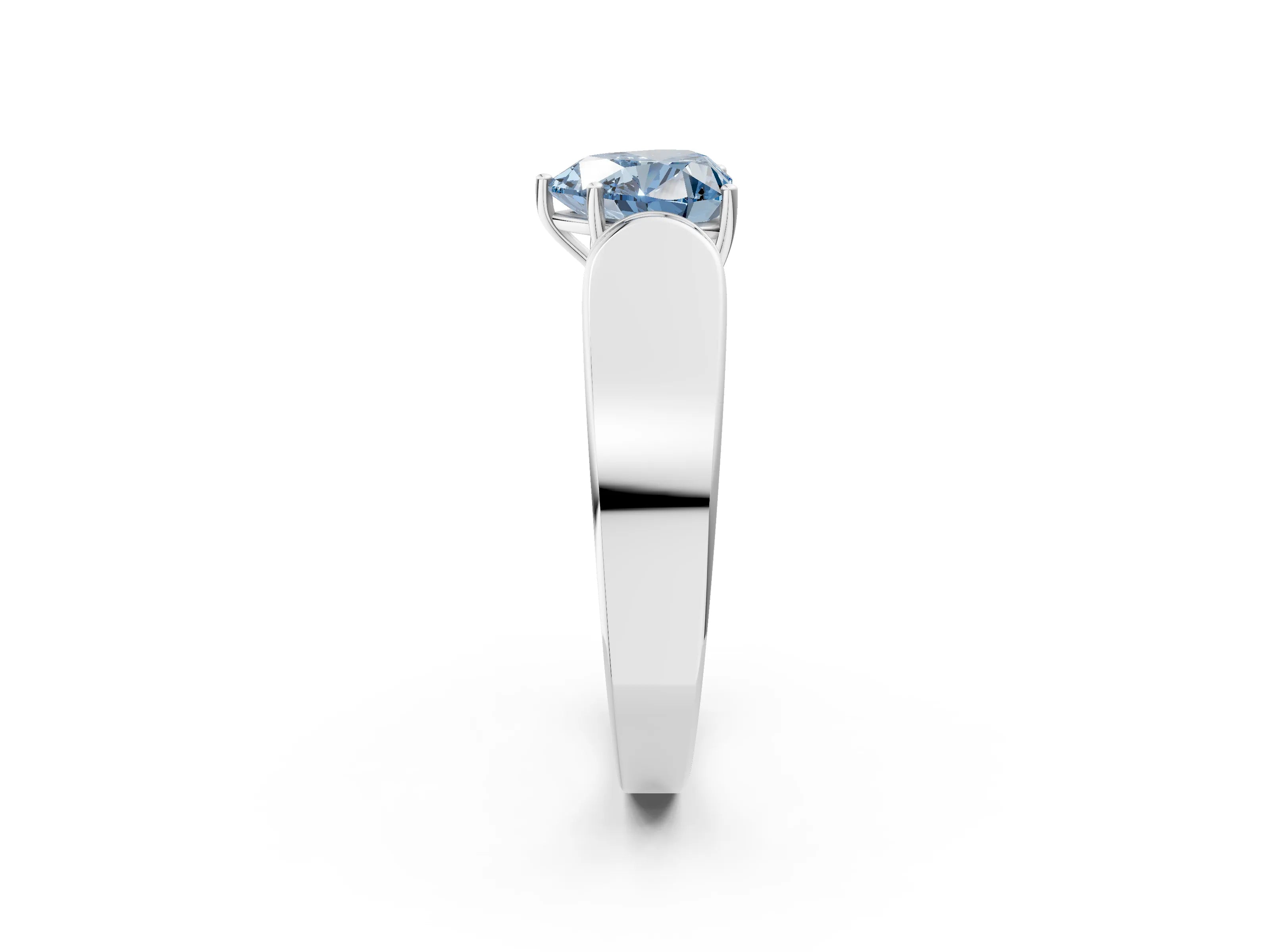 White gold Fancy Blue Heart Cut Cut Diamond Channel Set Solitaire Ring with Four-Prong Setting_2