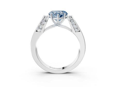 White gold Fancy Blue Heart Cut Cut Diamond Channel Set Solitaire Ring with Four-Prong Setting_3