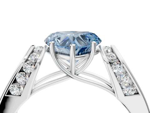White gold Fancy Blue Heart Cut Cut Diamond Channel Set Solitaire Ring with Four-Prong Setting_4