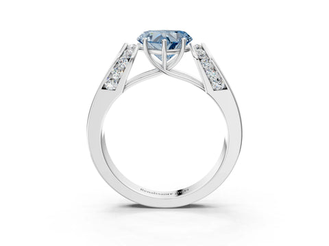 White gold Fancy Blue Heart Cut Cut Diamond Channel Set Solitaire Ring with Four-Prong Setting_82